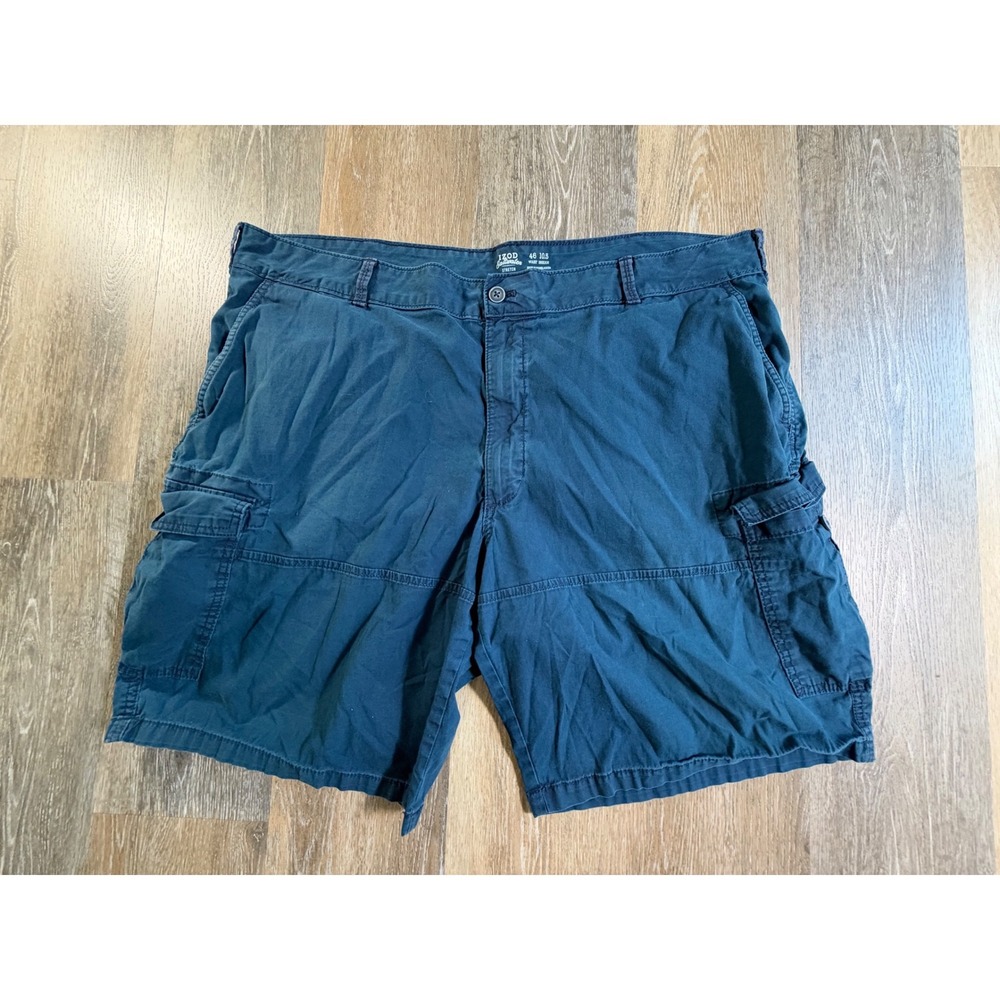 IZOD Cargo Shorts Mens 46 Blue Saltwater Stretch Utility Pockets